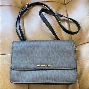 Michael Kors Brown Logo-Print Crossbody with Gold Hardware